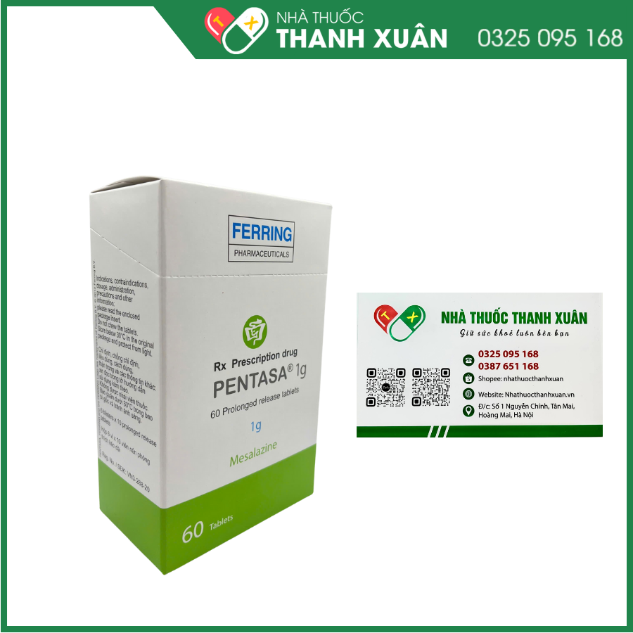 Viên uống Pentasa Tablet 1g trị viêm ruột mãn tính (6 vỉ x 10 viên)